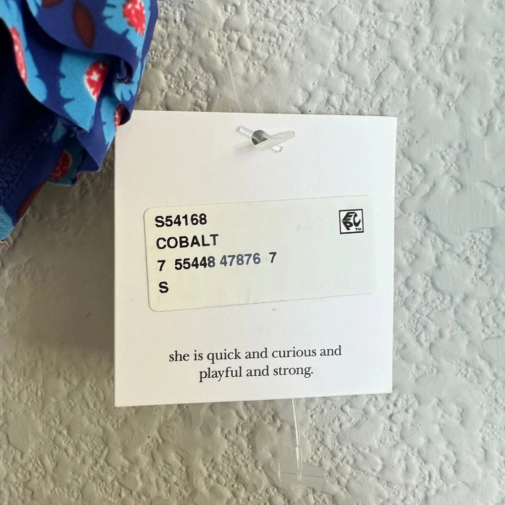 Kate Spade New York Dive Right In Ruffle‎ Bikini Bottom Cobalt Blue Floral Small